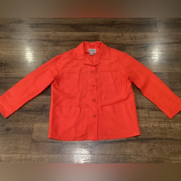 Eddie Bauer Jackets & Blazers - Eddie Bauer Red-Orange Light weight blazer. Linen/rayon. Size‎ L